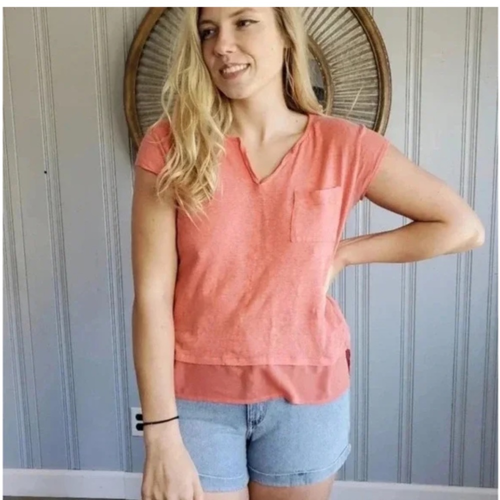 Sanctuary Coral Short Sleeve Top